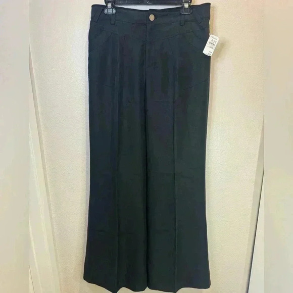 NWT Stella & Jamie Wide Leg Flare Black Trouser Size L - Picture 2 of 8